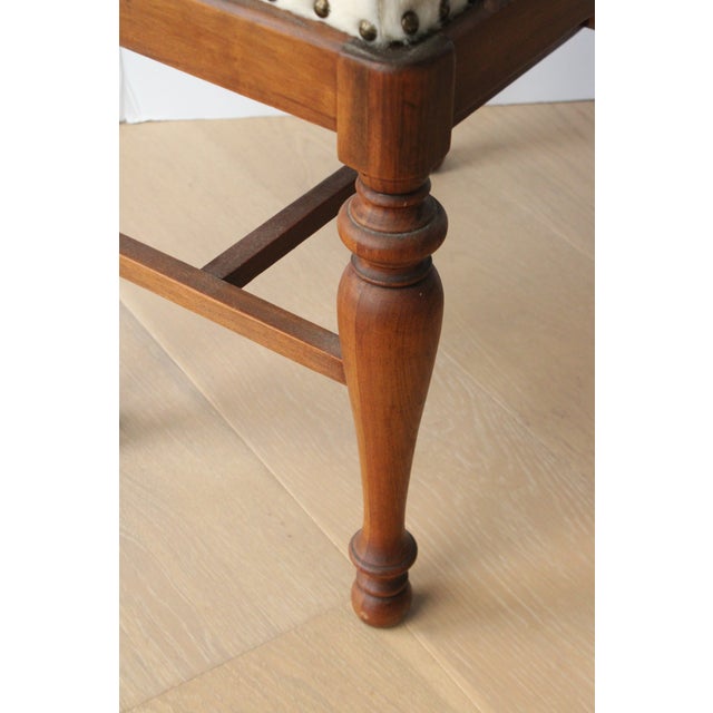 Petite Hand Turned Bench/ Genuine Hide Zebra Upholstery For Sale In Los Angeles - Image 6 of 6