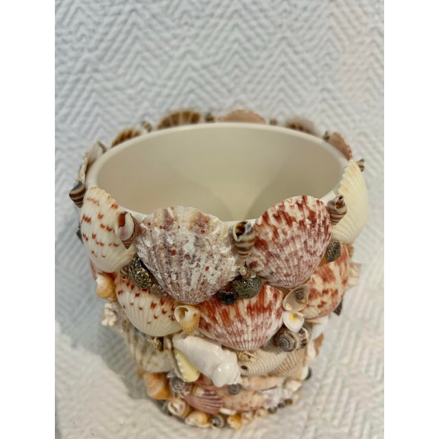 Nautical Contemporary Coastal Grotto Shell Encrusted Planter or Cache Pot For Sale - Image 3 of 11