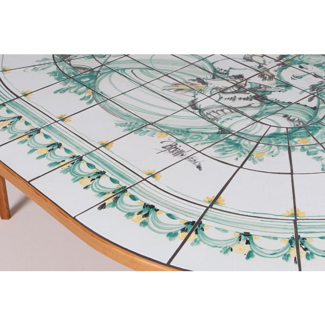 1970s Pine Coffee Table with Painted Tiles by Bjørn Wiinblad, 1970s For Sale - Image 5 of 8