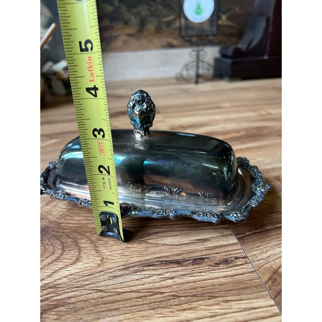 1970s 1970s Small Silver Detailed Etched Butter Dish For Sale - Image 5 of 7