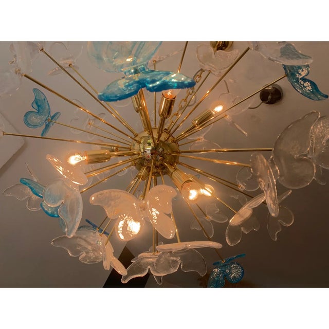 Metal Italian Sputnik Butterfly Chandelier in Murano Glass, Venini Style For Sale - Image 7 of 12