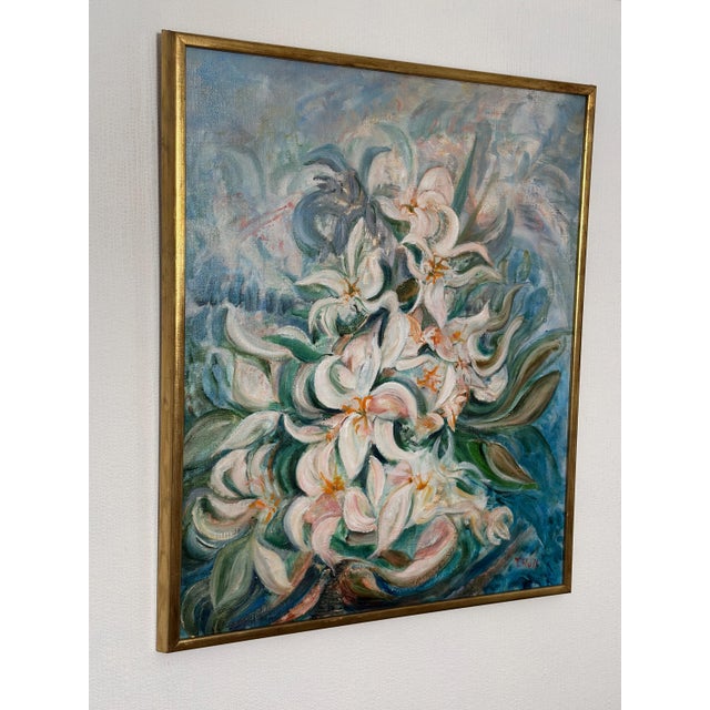 Torsten Hult, White Lilies, 1960s, Oil on Canvas, Framed For Sale - Image 15 of 18