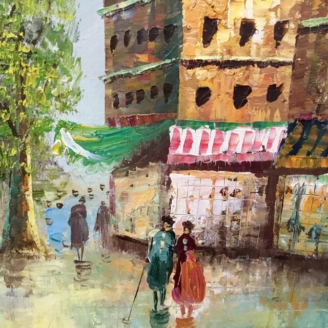 Impressionist Vintage Mid Century Parisian Cityscape Oil Painting on Canvas For Sale - Image 3 of 9