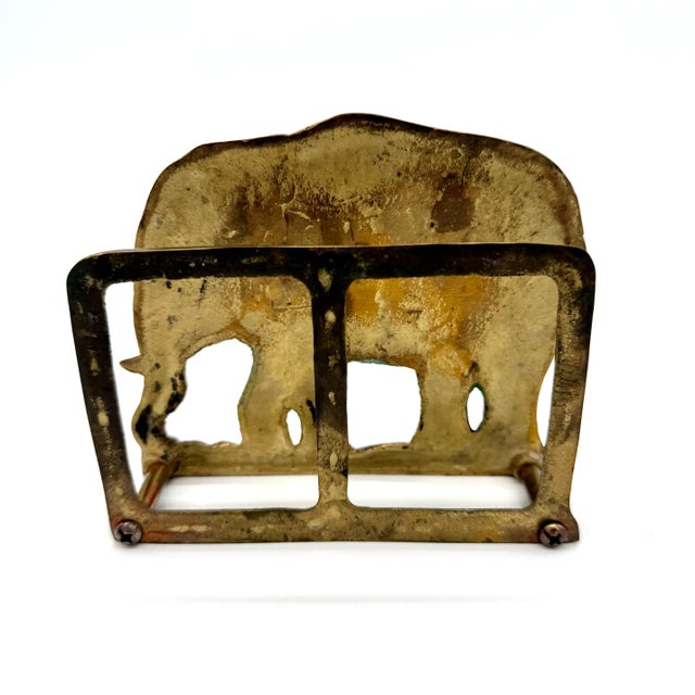 Metal Vintage Decorative Brass Elephant Letter Rack For Sale - Image 7 of 8