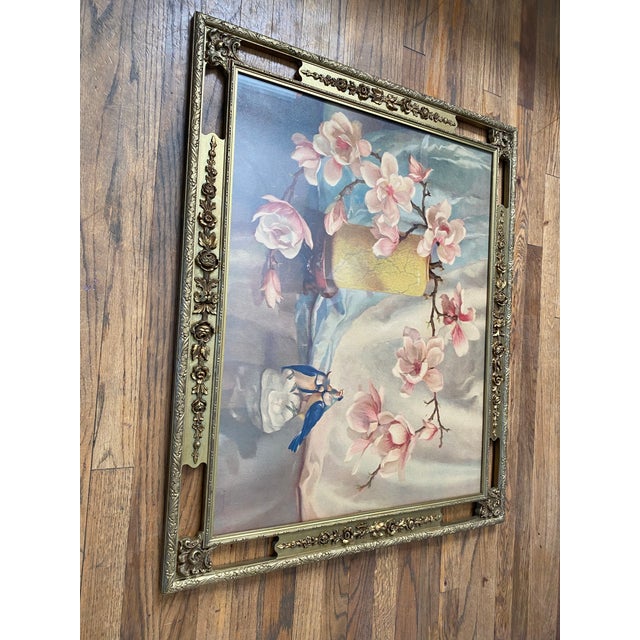 Mid 20th Century Vintage Framed “Magnolias” Lithograph by Frans Oerder — Morris & Bendien Ny Floral Still Life Reproduction For Sale - Image 5 of 9