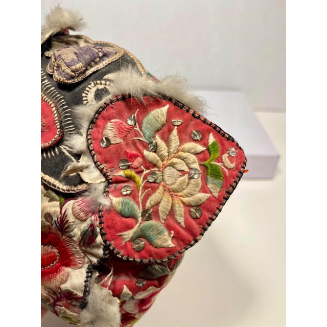 Textile Antique Chinese Silk & Cotton Embroidered Child’s Miao Hat, Baby Cap For Sale - Image 7 of 12