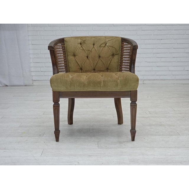 Danish Easy Chair in Velour, Mesh, and Oak, 1950s For Sale - Image 17 of 17