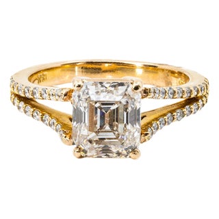 Late 20th Century 2.02 Emerald Cut K VS2 GIA Ring, Size 5.5 For Sale