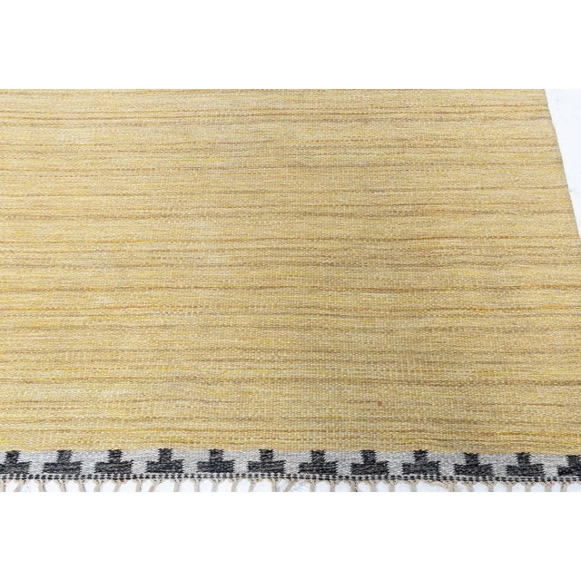 Tan Doris Leslie Blau Mid-Century Scandinavian Abstract Warm Tan Flatweave Wool Rug For Sale - Image 8 of 9