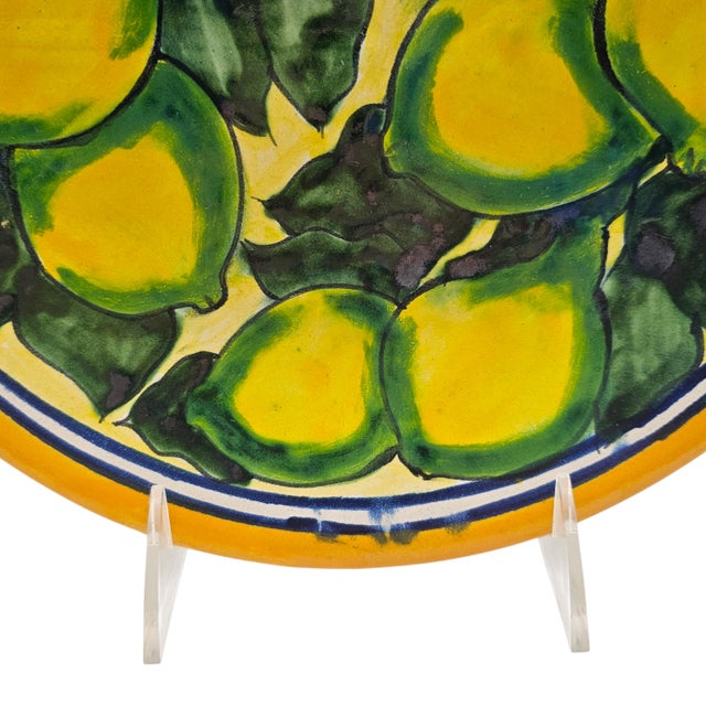 Mexican Talavera Hand-Painted Lemon Plate, Terra Cotta 10.25" For Sale - Image 4 of 11