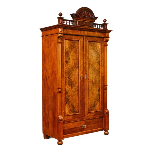 Gründerzeit Walnut Veneer Wardrobe For Sale