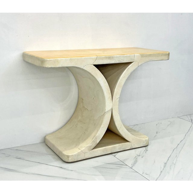 1970s Patinated Karl Springer Jmf Goatskin Console Table, Signed, 1970's For Sale - Image 5 of 7