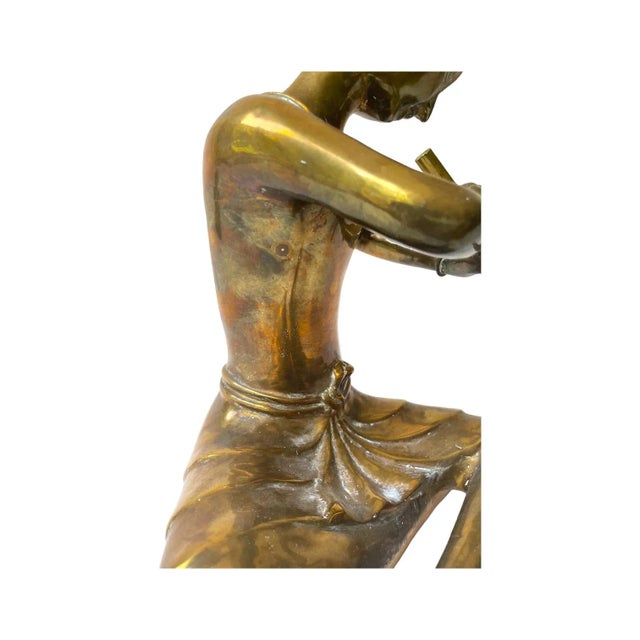 Ornate Brass Thai Musician Figurine or Snake Charmer, Vintage For Sale - Image 4 of 10