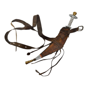 Ethiopian Afar “Jile” Short Sword Dagger With Sheath Horn of Africa 1920s