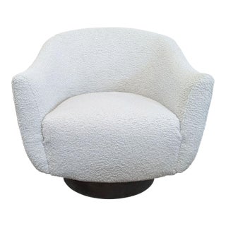 Interlude Home Simone Swivel Chair in Haze Faux Shearling For Sale
