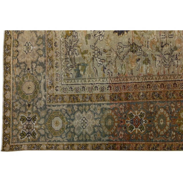 1900s Allover Antique Persian Sultanabad Wool Rug Handmade in Brown For Sale - Image 4 of 7