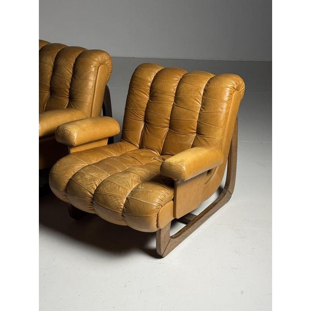 Vintage Italian Armchairs in Leather, 1970, Set of 2 For Sale - Image 3 of 18
