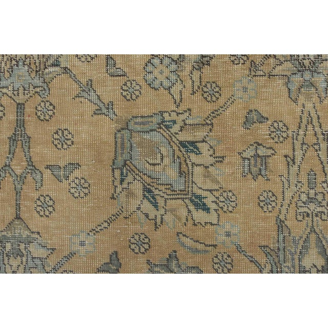 Tabriz Rug 10′ X 12’2” Pink Wool Vintage Distressed Hand-Knotted Carpet For Sale - Image 10 of 15