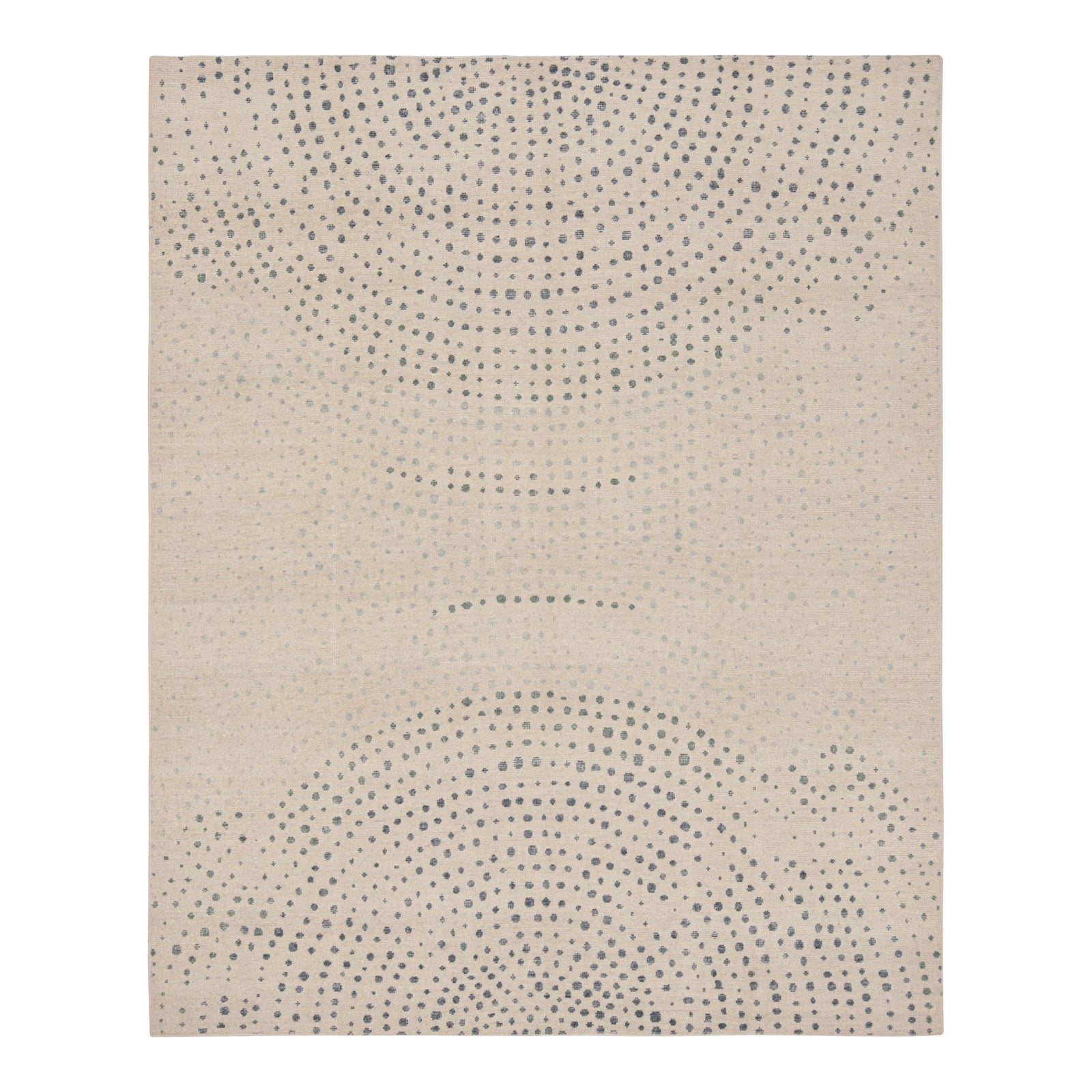 Rug & Kilim’s Modern Abstract Rug in Beige With Blue Dot Patterns ...