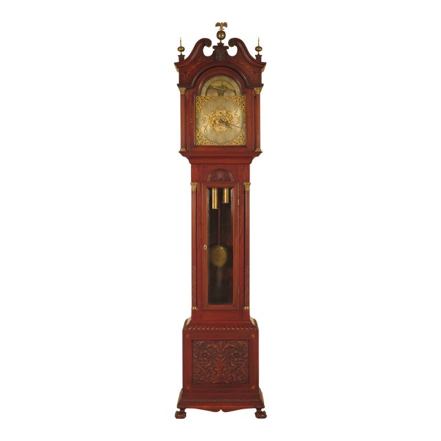 Waltham Antique Carved & Inlaid Mahogany Grandfather Clock Chairish