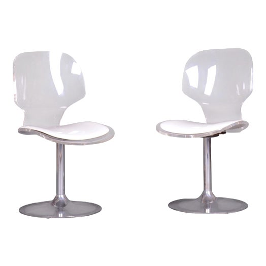 Mid-Century Modern Chairs in Chromed Steel and Acrylic Glass, Czech, 1960s, Set of 2 For Sale