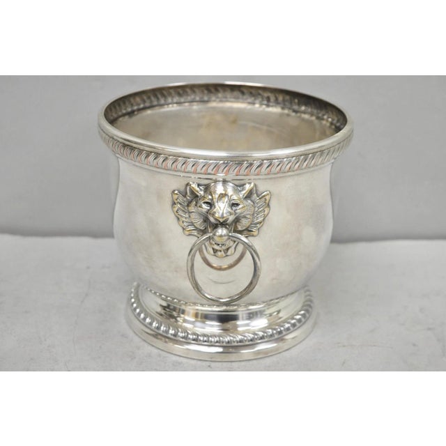Mid 20th Century Poole English Regency Silver Plated Lion Head Champagne Chiller Ice Bucket For Sale - Image 16 of 17
