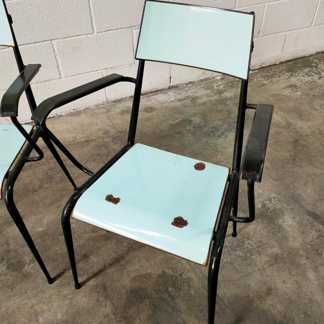 Turquoise Vintage Black Steel Dining Chair from Vitriform, Spain, 1970 For Sale - Image 8 of 8
