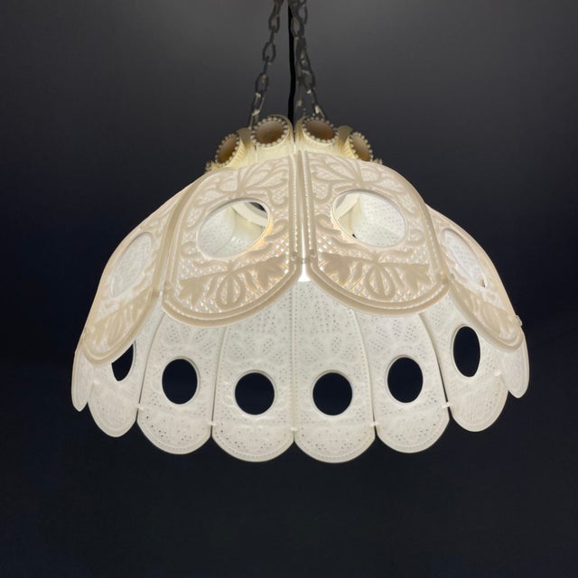Farmhouse White Acrylic Modular Hanging Light Small Chandelier, Ukraine, 1970s For Sale - Image 9 of 16