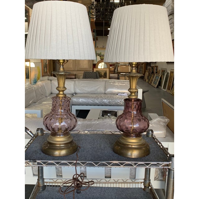 Venetian Purple Glass Lamps - A Pair For Sale - Image 9 of 10