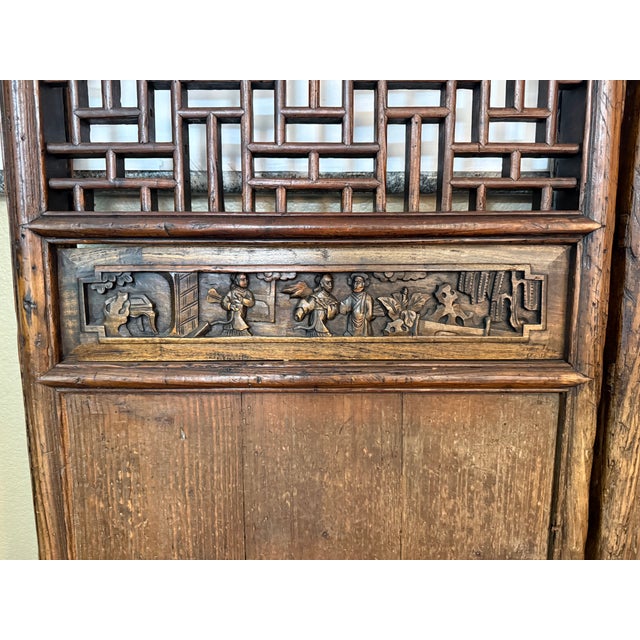 Chinese Carved Wood Folding Screen, Antique For Sale - Image 16 of 18