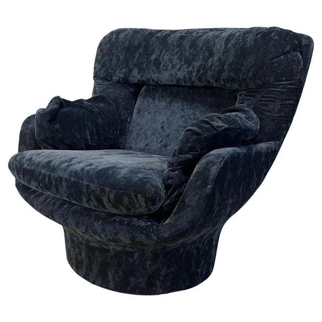 Blue Velvet Karate Lounge Chair by Michel Cadestin, France, 1970s For Sale - Image 11 of 11