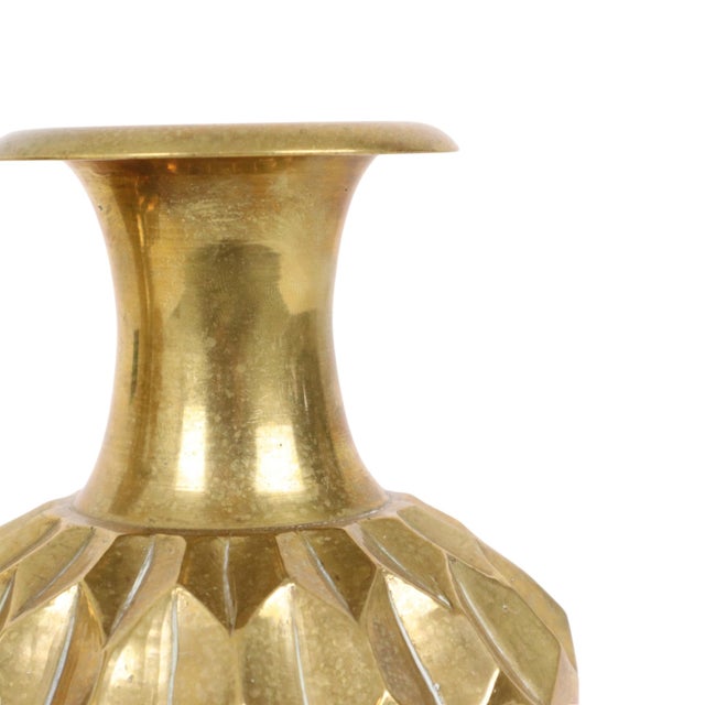 Brass Vases with Geometric Design, Set of 2 For Sale - Image 5 of 14