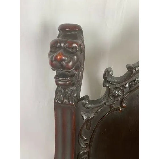 Late 18th Century Vintage Victorian Mahogany Griffin / Lions Head Carved Savonarola Chair For Sale - Image 5 of 12