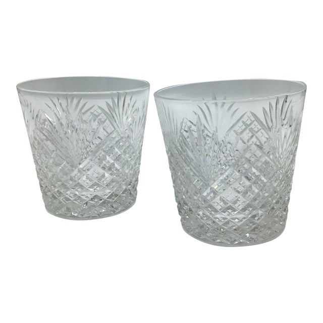Hawkes Old Fashioned Glasses Strawberry Diamond and Fan Cut Crystal -Set of 2 For Sale