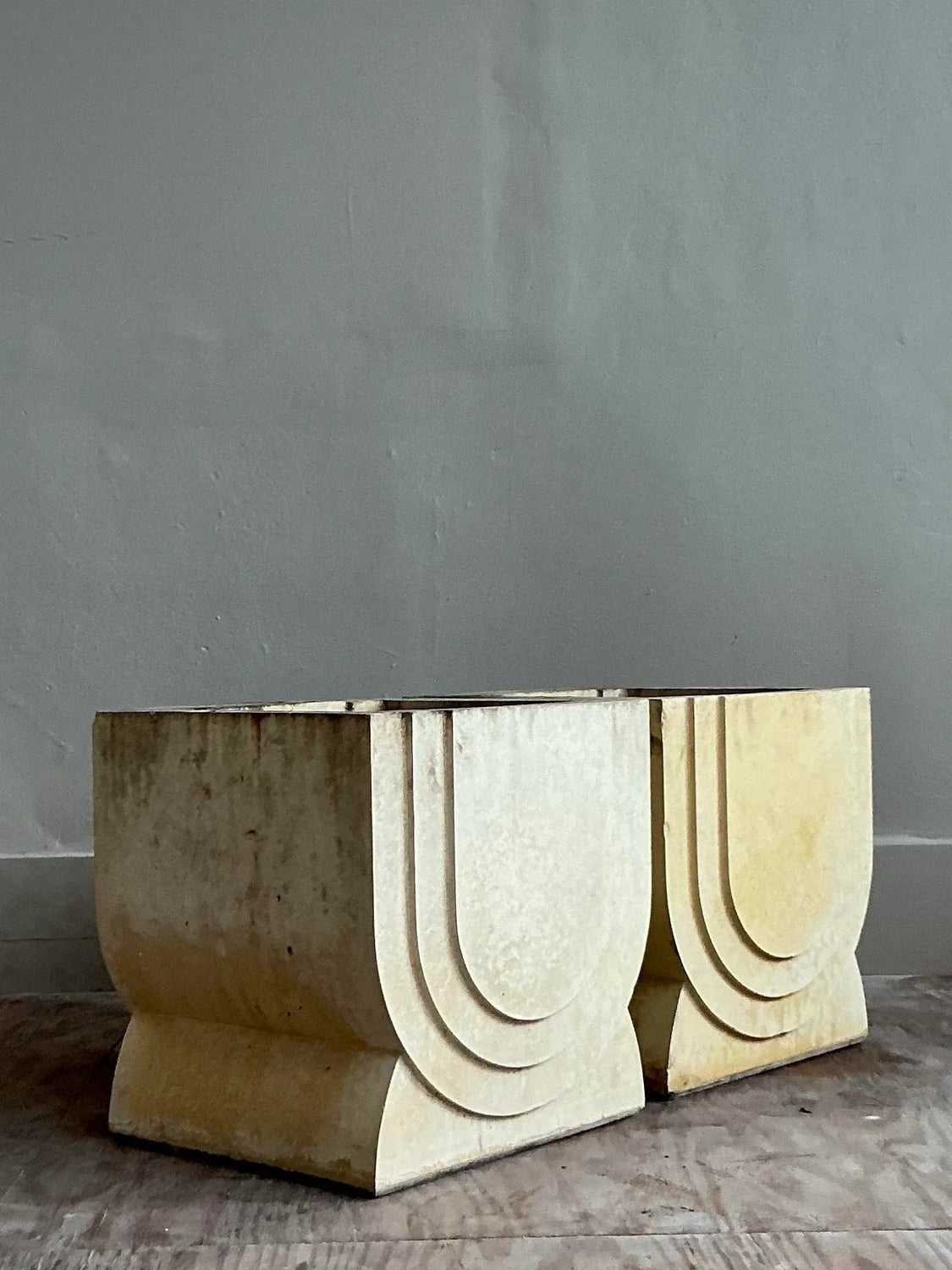 Vintage Boho Carved Stone Planters - A Pair — additional photo 2