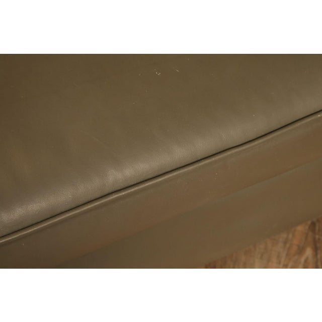 Wood Ethan Allen Traditional Leather Ottoman For Sale - Image 7 of 18