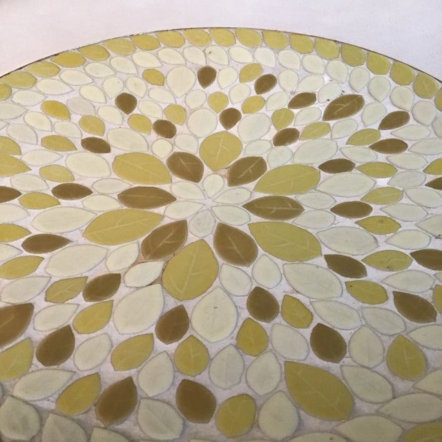 Vintage Mid-Century Mosaic Tile Yellow Tone Bowl Dish For Sale In Greenville, SC - Image 6 of 12