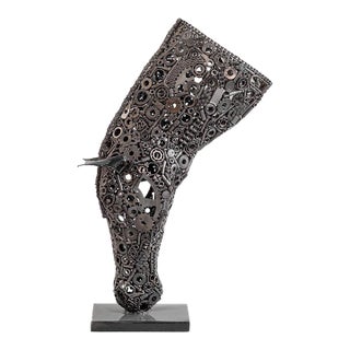 Premium Handcrafted Recycled Metal Horse Head Sculpture | 37" | One of a Kind For Sale