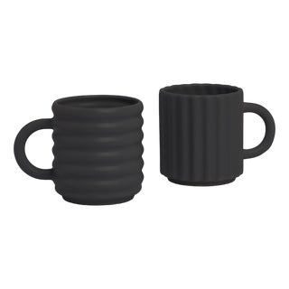 Ripple Mugs Sin Black from Form&Seek, Set of 2 For Sale