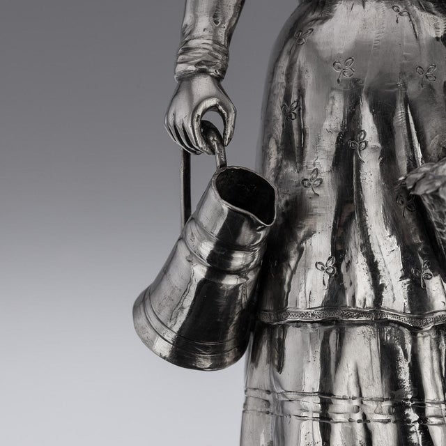19th Century German Silver Figure of a Fruit Seller, 1880 For Sale - Image 15 of 18