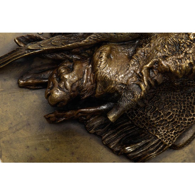 French Antique Bronze Sculpture "Rabbit and Pheasant” by Pierre Jules Mene For Sale - Image 6 of 12