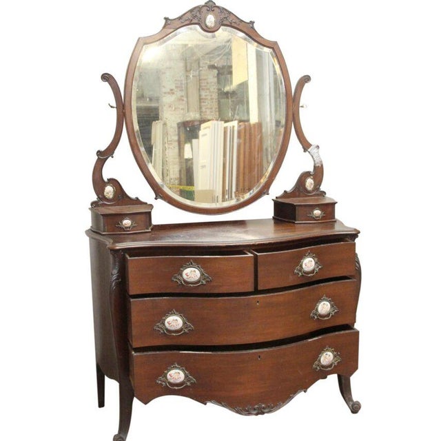 Antique Queen Anne Mahogany Vanity Dresser For Sale - Image 6 of 14