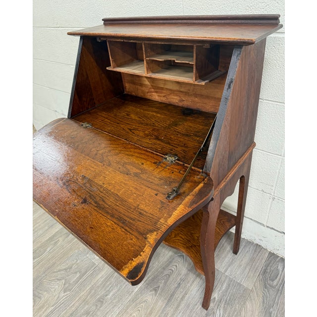 Antique French Louis XVI Style Secretary Desk Drop Front Desk For Sale - Image 10 of 11