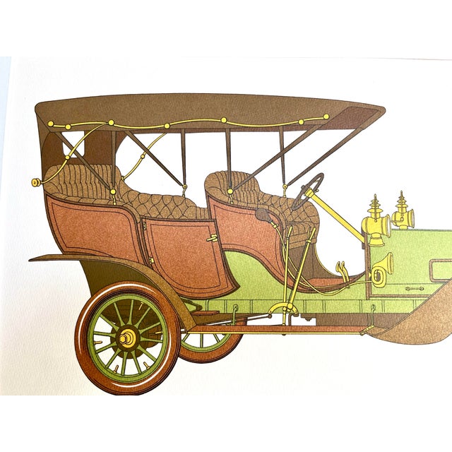 1960s Vintage Lithograph Print of an 1906 Ford K Touring Car Antique Automobile For Sale - Image 5 of 5