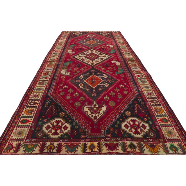 Mid 20th Century Vintage Persian Shiraz Hallway Rug, 03'09 X 10'01 For Sale - Image 4 of 9