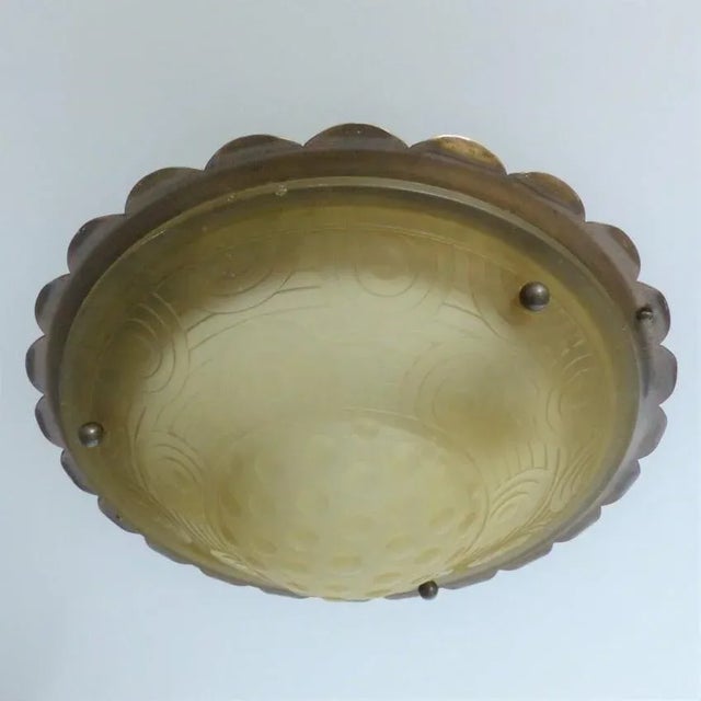 1930s Art Deco Glass Ceiling Lamp, 1930s For Sale - Image 5 of 15