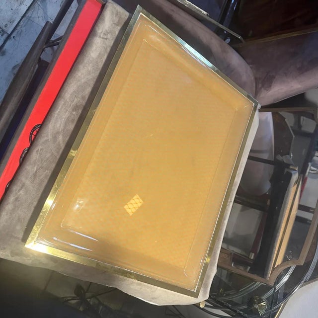 Guzzini 1970s Mid-Century Modern Brass and Plexiglass Tray by Liar of A. Cavalli For Sale - Image 4 of 13