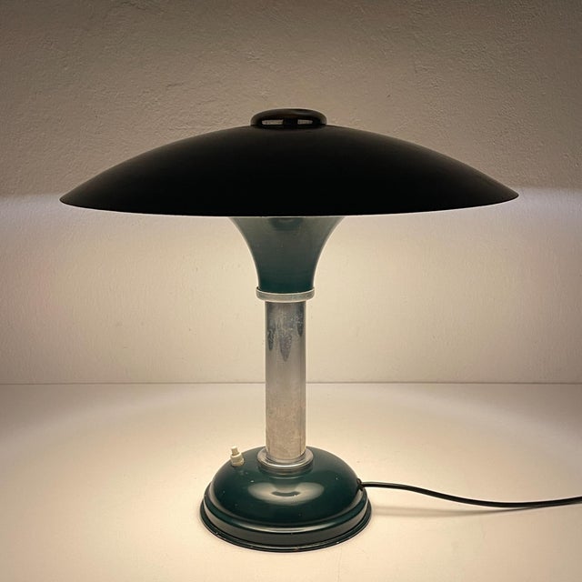 Green Bauhaus Metal Table Lamp, Germany, 1930s For Sale - Image 8 of 15