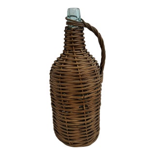 Wicker Wrapped Glass Bottle For Sale