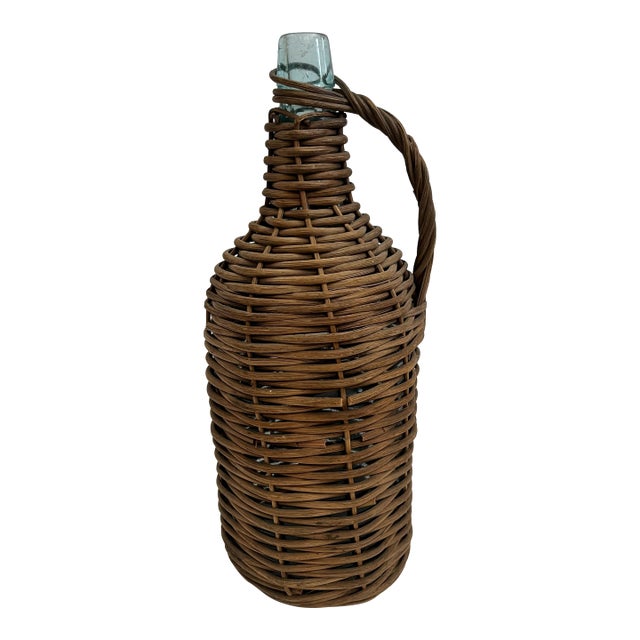 Wicker Wrapped Glass Bottle For Sale